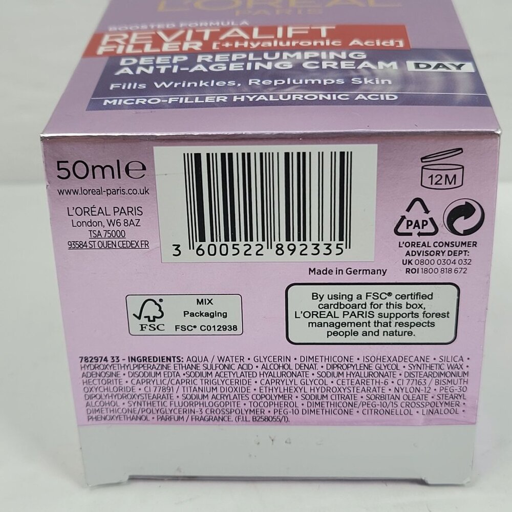 LOreal Paris Revitalift Filler Deep Replumping Anti-Ageing Day Cream 50ml NIB - Picture 5 of 5